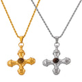 Gold Silver Cross Pendant Necklaces With Center Stone view 5