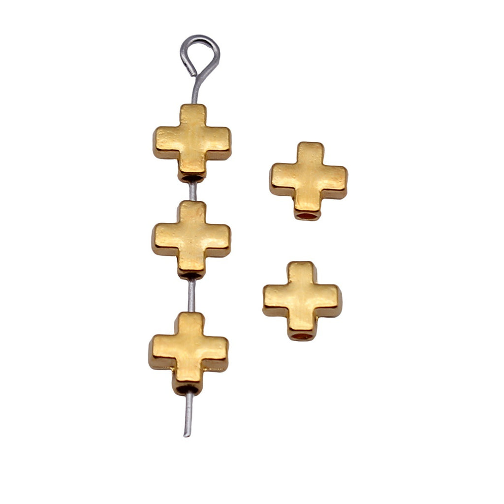 6.1x5.9x2.8mm 0.29g Bright Gold Zinc Alloy Cross Small Hole Beads for Necklace Bracelet Jewelry Making