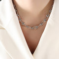 Steel Knot Link Chain Necklace And Matching Bracelet Set view 4