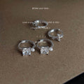 Silver Tone Square And Cross Clear Stone Huggie Hoop Earrings view 4