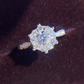 Silver Tone Halo Cluster Ring with Clear Round Stones view 1