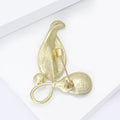 Matte Gold Leaf Brooch Clear Rhinestone Pearl Drop Alloy Pin view 3