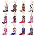 Western Cowboy Charm Keychains Featuring White Boot Across 55 Pictured Variations view 5