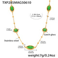 Gold Stainless Steel Czech Glass Marquise Station Necklace view 6