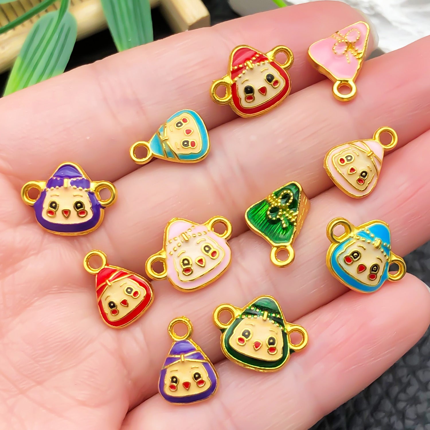 Zinc Alloy Enamel Zongzi Charm Pendant for DIY Bracelet Necklace Festival Jewelry