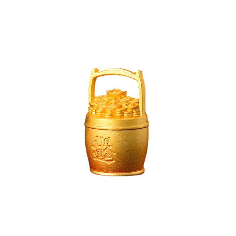 Solid Brass Fortune Bucket Decorative Keychain Gift