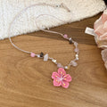 Colorful Beaded Flower Pendant Necklaces in Four Colors view 1