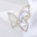 Iridescent Crystal Butterfly Brooch With Silver Tone Outline view 6