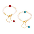 Freshwater Pearl Bracelet With Stone Accent OT Clasp view 5