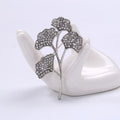 Rhinestone Ginkgo Leaf Brooch Four Leaf Branch Pin view 7