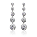Graduated Round Clear Stone Drop Earrings Metal Jewelry Design view 4