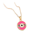 Gold Tone Round Enamel Evil Eye Chain Pendant Necklaces in Four Colors view 5