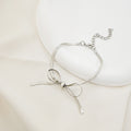 Herringbone Bow Necklace Bracelet Earrings Gold Silver view 9