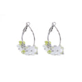Green and Blue Translucent Flower Cluster Hoop Earrings view 5