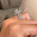 Oval Halo Three-Ring Set With Pave Bands In Silver Tone view 5