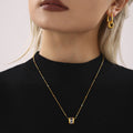 Two-Tone Brushed Barrel Pendant Seed Bead Layer Necklace view 2