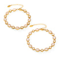 Starry Oval Halo Zircon Chain Bracelets Gold Steel view 5