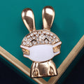 Gold Rabbit Face Mask Brooch Crystal Forehead Two Colors view 4