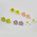 Pink Painted Five Petal Flower Small Stud Earrings view 2
