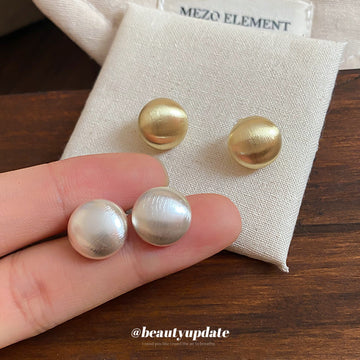 Brushed Metal Ball Stud Earrings in Gold and Silver Tones