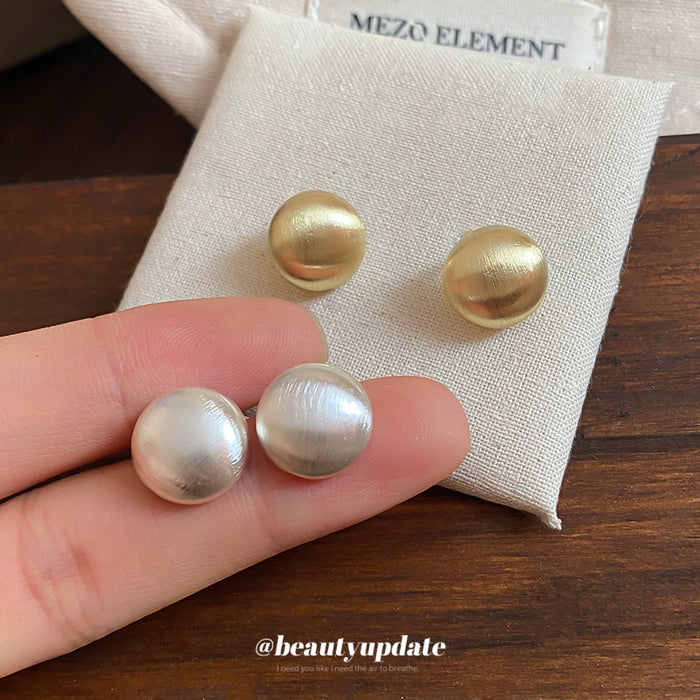 Brushed Metal Ball Stud Earrings in Gold and Silver Tones