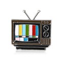 Silver Tone Enamel Retro TV Test Pattern Brooch Pins view 5