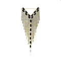 Crystal Y-Shaped Fringe Brooch With Black Chevron Detail view 5