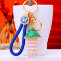 Pearl Jellyfish Keychains With Crystal Fringe and Braided Wrist Straps view 3