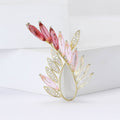 Gold Olive Branch Marquise Rhinestone Brooch Pink Yellow view 4