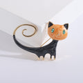 Long Tail Cat Enamel Brooch with Curled Accent Decorative Metal Pin view 7