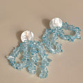 Blue And Green Beaded Tassel Stud Earrings With Decorative Details view 6