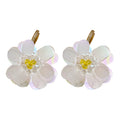 White Sequin Flower Huggie Earrings Fashion Jewelry view 5