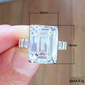 Emerald Cut Crystal Ring With Baguette Side Stones in Silver Tone view 5