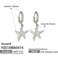Zirconia Starfish Huggie Hoop Earrings Gold Steel ABC view 11