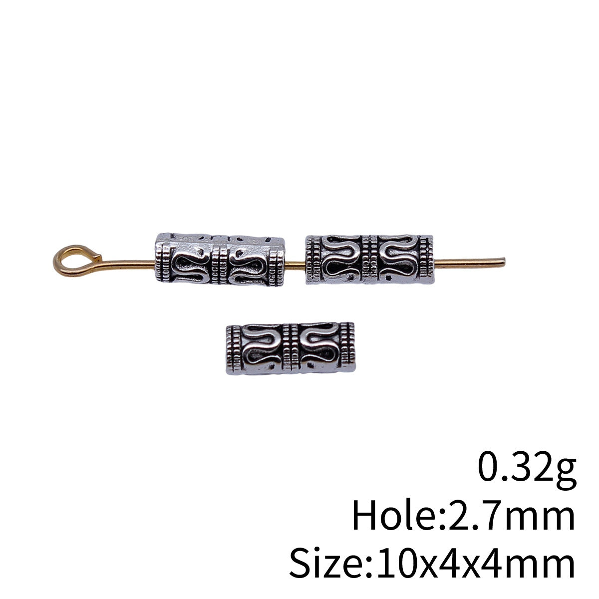 10x4x4mm 0.32g Antique Silver Zinc Alloy Long Bar Tube Spacer Beads for Bracelet Necklace DIY