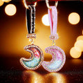 Bubble Crystal Crescent Moon Keychains in Six Colors plus Assorted view 1