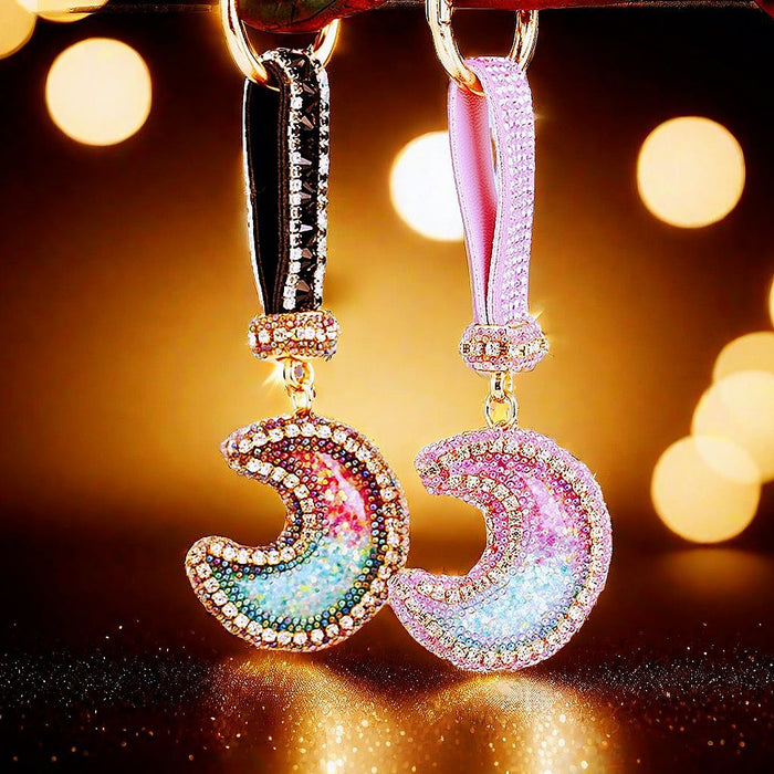 Bubble Crystal Crescent Moon Keychains in Six Colors plus Assorted