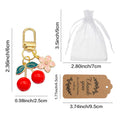 Red Cherry Enamel Keychain with Pink Flower and Spring Clasp view 4