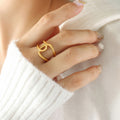 Interlocking Double Loop Open Ring Gold And Steel Tone view 7