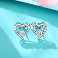 White Gold Openwork Heart Clear Stone Stud Earrings Alloy view 4