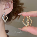 Silver Tone Open Diamond Hoop Earrings With Hinged Backs view 1