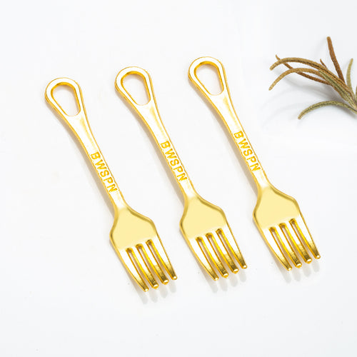 Second product image of the mini fork charm showing a slender four-tine fork with BWS PN lettering on the handle