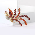 Gold Tone Long Tail Phoenix Brooch in Four Enamel Colors view 2