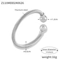 Open Cable Twist Cuff Bangle With Polished Ball Ends view 7