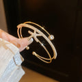 Open Double Cuff Bangles Flower Starfish Rhinestone Accents view 7