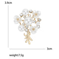 Pearl Bouquet Flower Brooch Clear Rhinestone Pin Silver Gold view 5