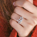Silver Multi Clear CZ Cluster Star Band Ring Sparkle view 3