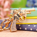 Jeweled Revolver Keychains with Red Yellow and Blue Braided Loop Options view 4