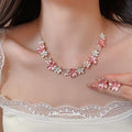 Gold Enamel Daisy Necklace and Stud Earring Color Sets view 4