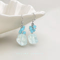 Blue Crystal Chip Pale Aqua Glass Drop Hook Earrings view 4